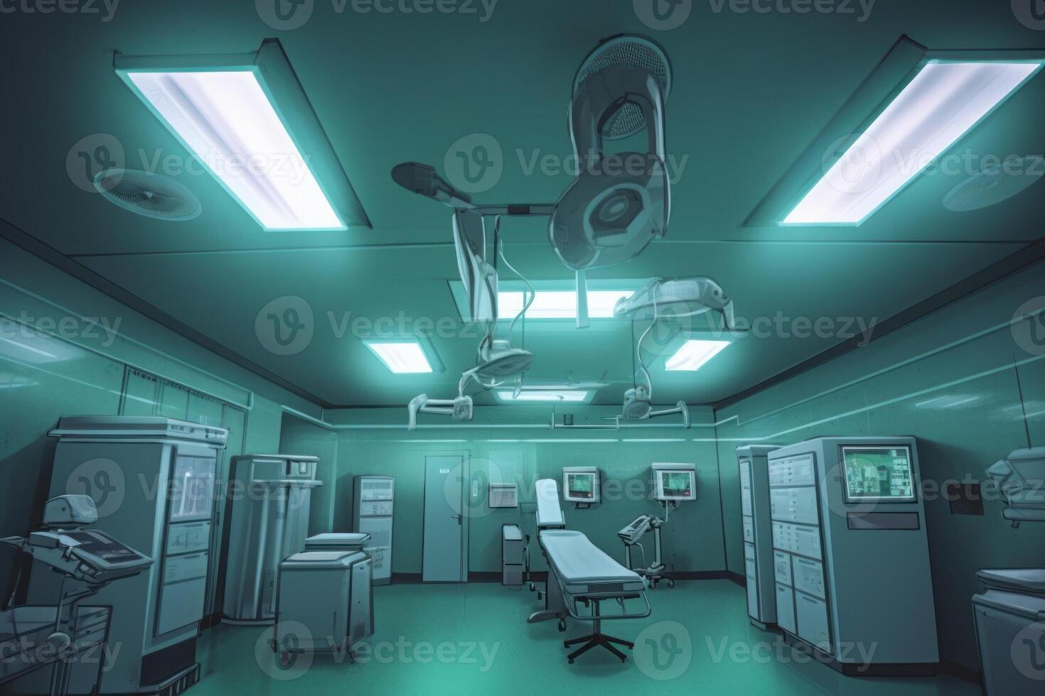 Ceiling of an operating room with medical lighting vision background photo