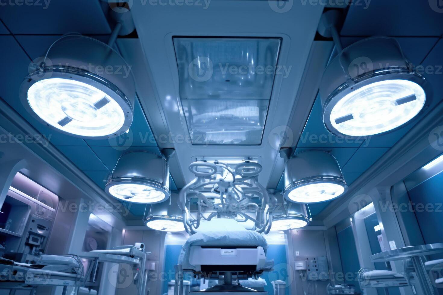 Close up Ceiling of an operating room with medical lighting vision background photo