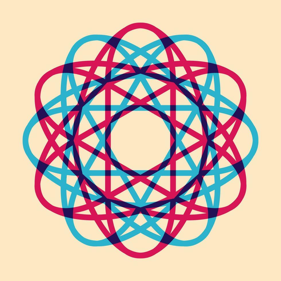 Geometric object  with riso print effect. Vector. Graphic element  for fabric, textile, clothing, wrapping paper, wallpaper, poster. Graphic element.  Perfect For your own decoration or design vector
