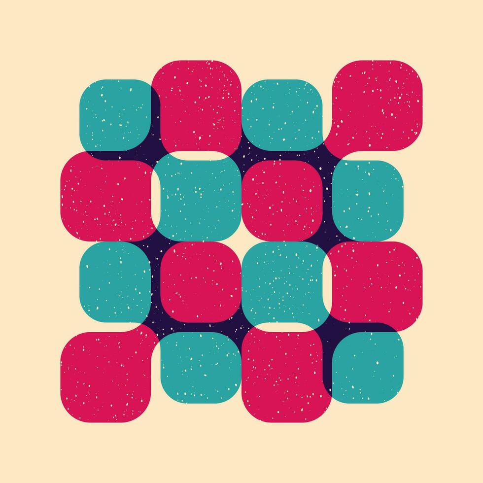 Geometric object  with riso print effect. Vector. Graphic element  for fabric, textile, clothing, wrapping paper, wallpaper, poster. Graphic element.  Perfect For your own decoration or design vector