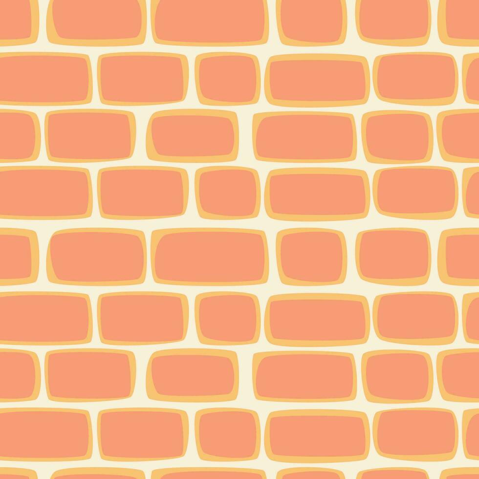 Cartoon imitation red brick wall, tiles vector seamless pattern.