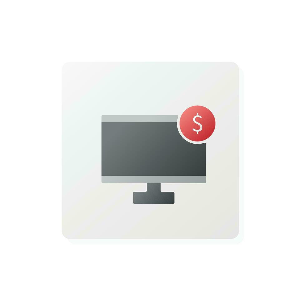 WebVector isolated flat icon, computer monitor and dollar sign. vector