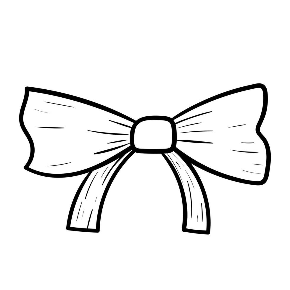 Baby girlish bow, vector isolated doodle illustration.