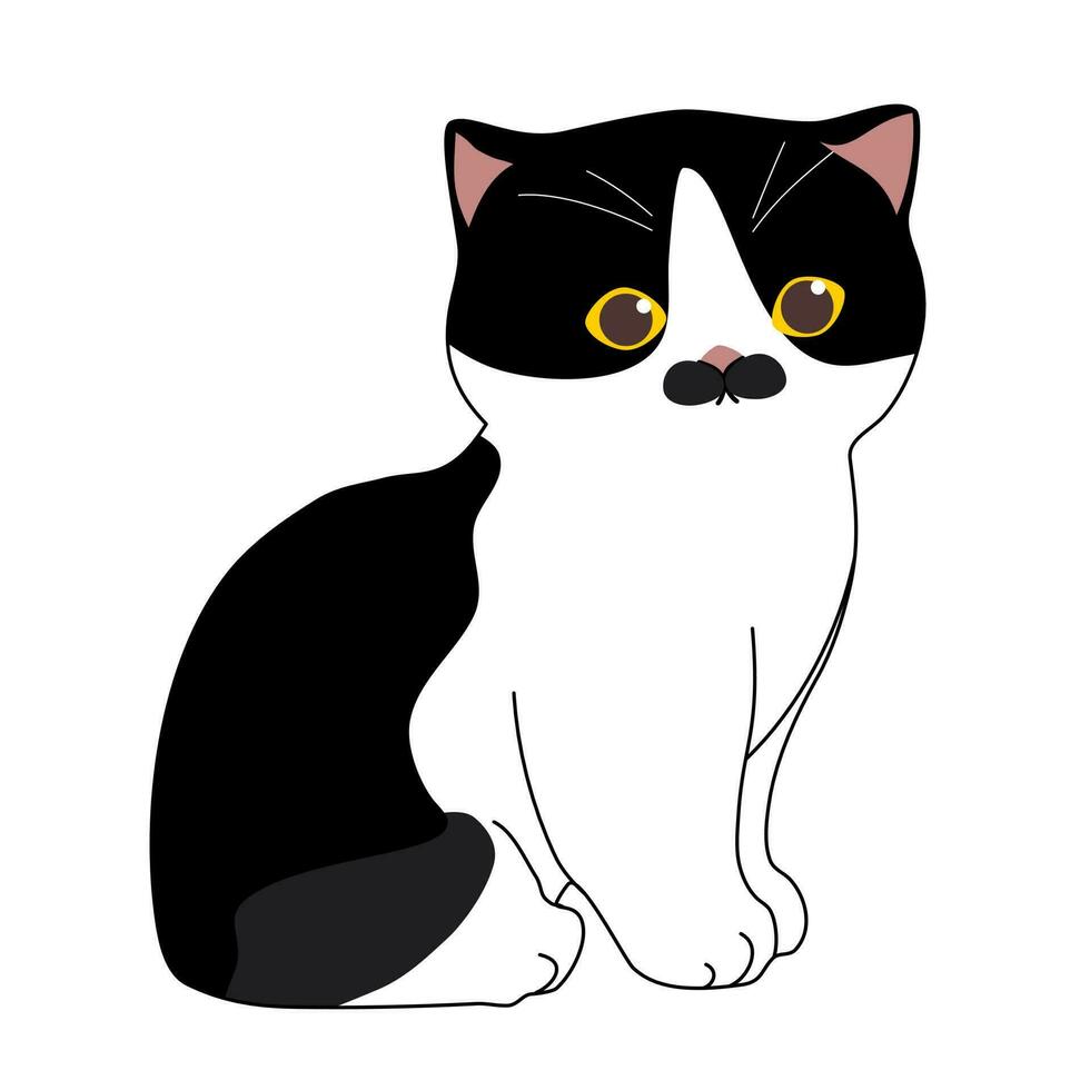 linda negro y blanco atigrado gato vector