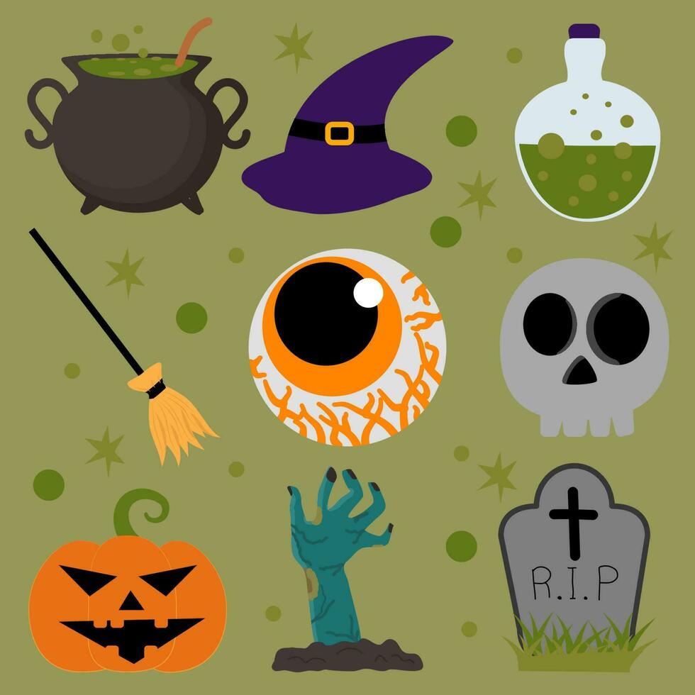 Halloween elements set cute vector