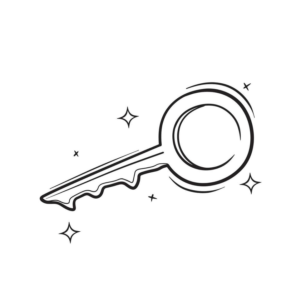 Hand Drawn Key Icon.  Doodle Vector Sketch Illustration