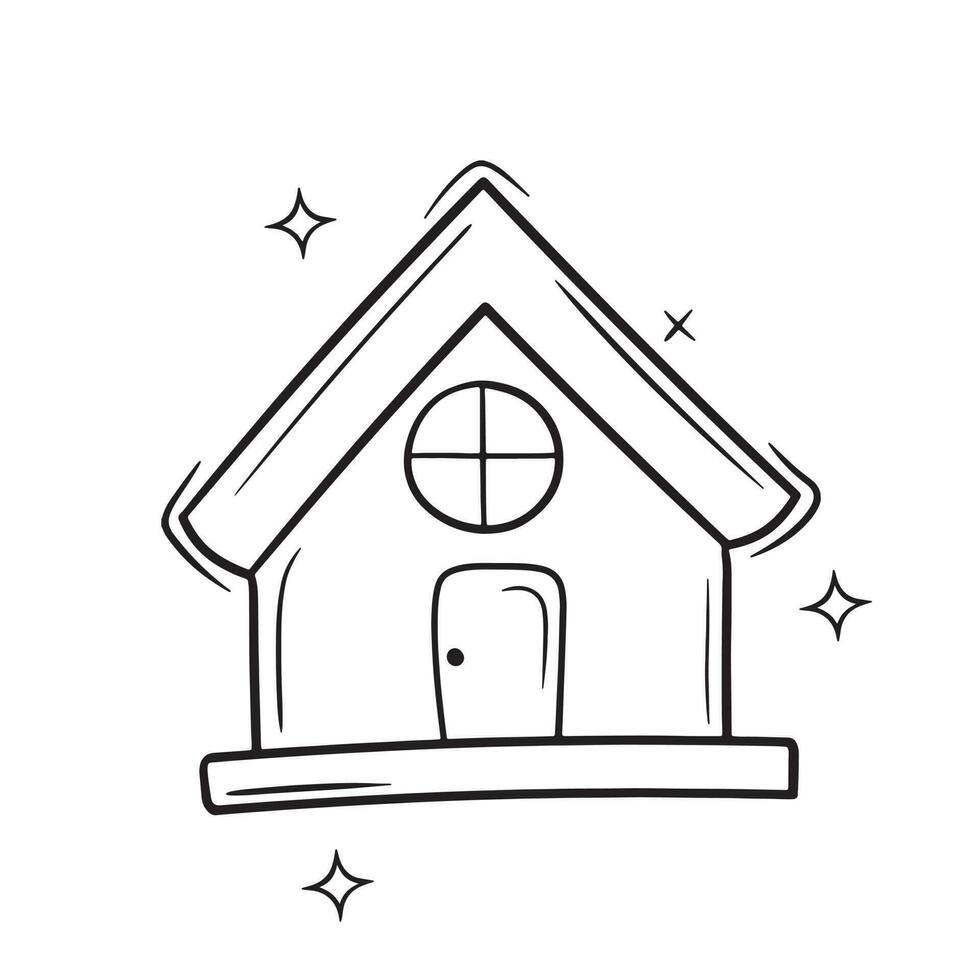 Hand Drawn Home Icon.  Doodle Vector Sketch Illustration