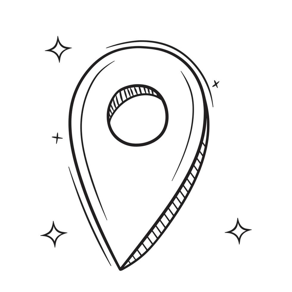 Hand Drawn Location Marker.  Doodle Vector Sketch Illustration