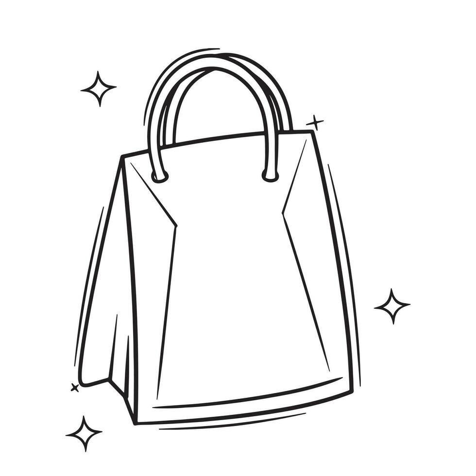 Hand Drawn Shopping Bag.  Doodle Vector Sketch Illustration