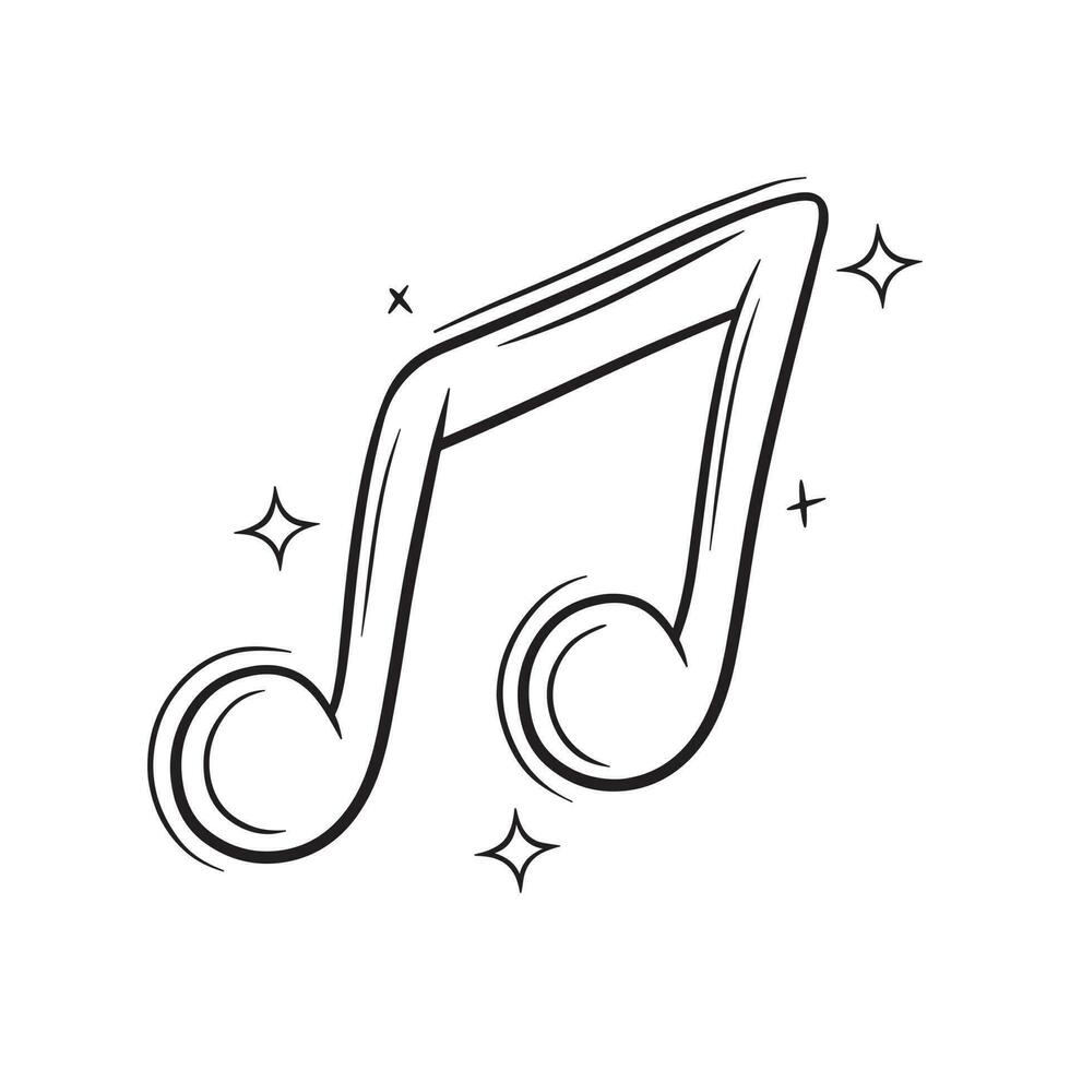 Hand Drawn Music Note.  Doodle Vector Sketch Illustration