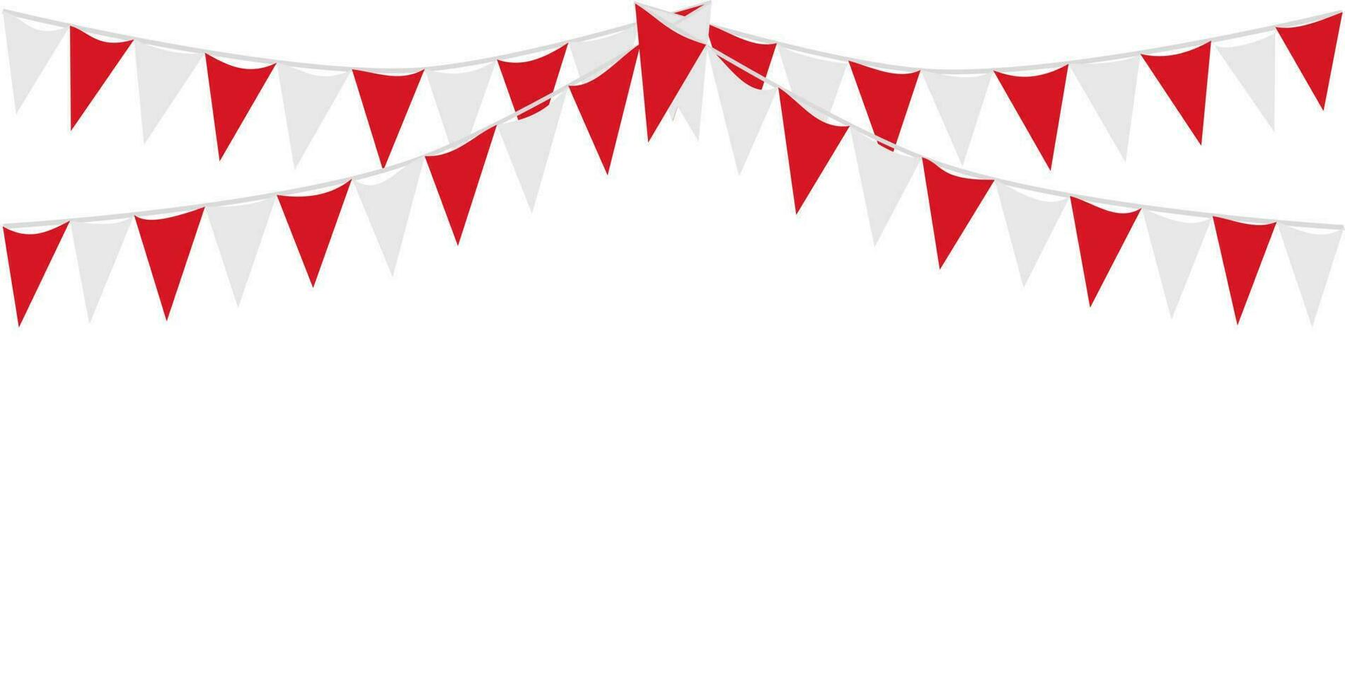 Bunting Hanging Red and White Flag Triangles Banner Background. Bunting flags for celebration, party, fair, market, sale. China, Canada, Swiss, Denmark concepts. vector