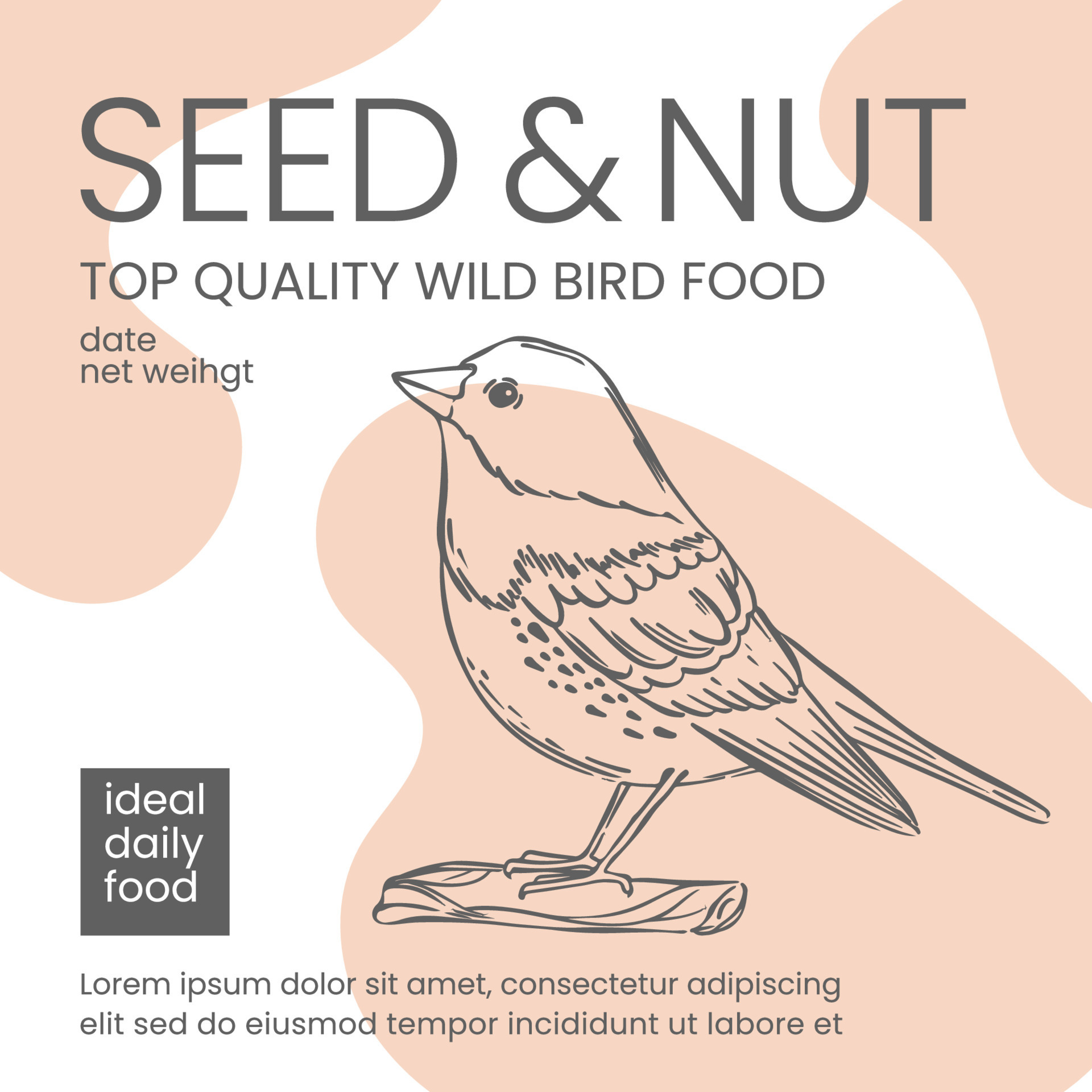 WILD BIRD FOOD Packaging Design Vector Sketch In Vintage 24105915
