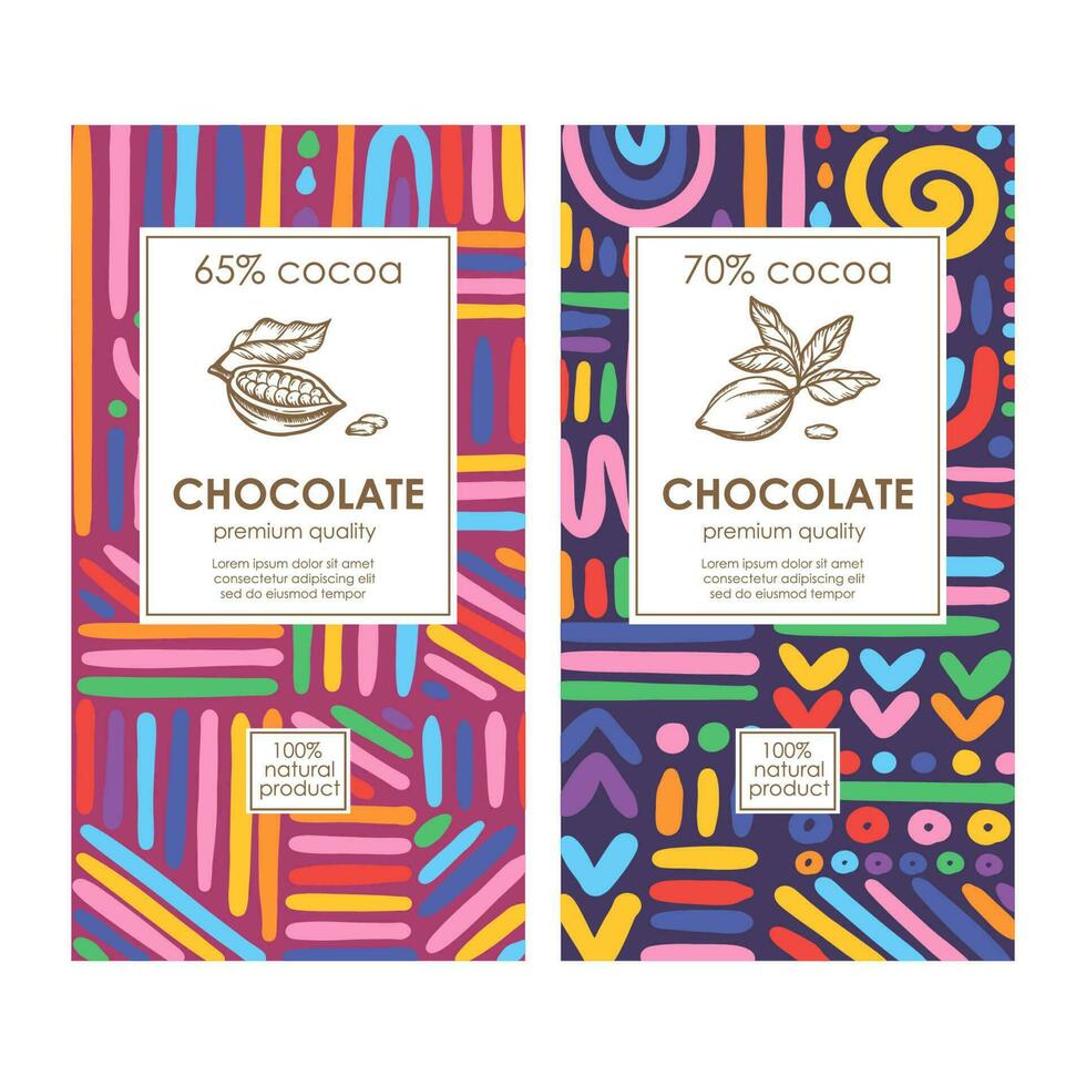 ABSTRACT CHOCOLATE PACKAGING Bright Set In African Style vector