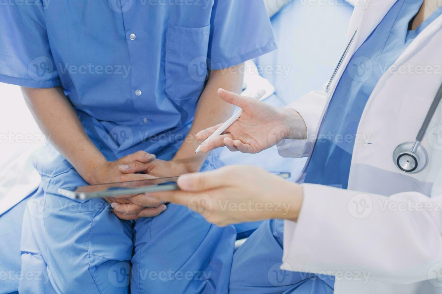 Asian caregiver doctor examine older patient use blood pressure gauge. Young woman therapist nurse at nursing home taking care of senior elderly woman sit on sofa. Medical insurance service concept photo