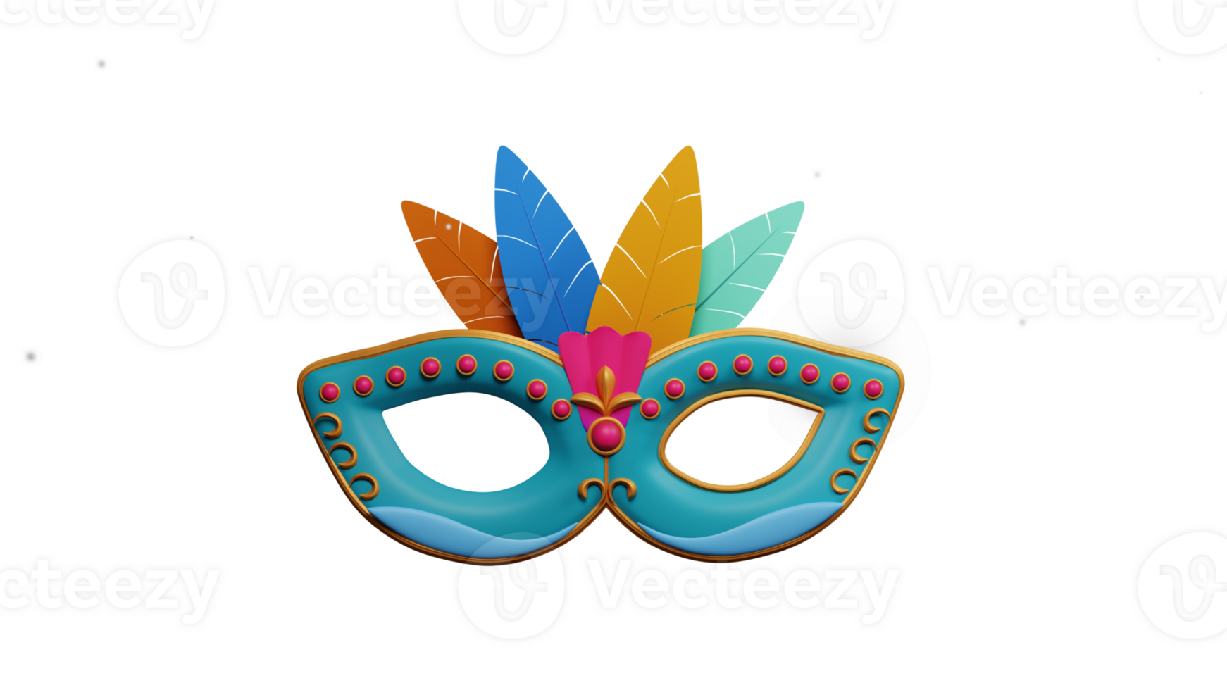 3D Render of Colorful Masquerade Mask Element. png