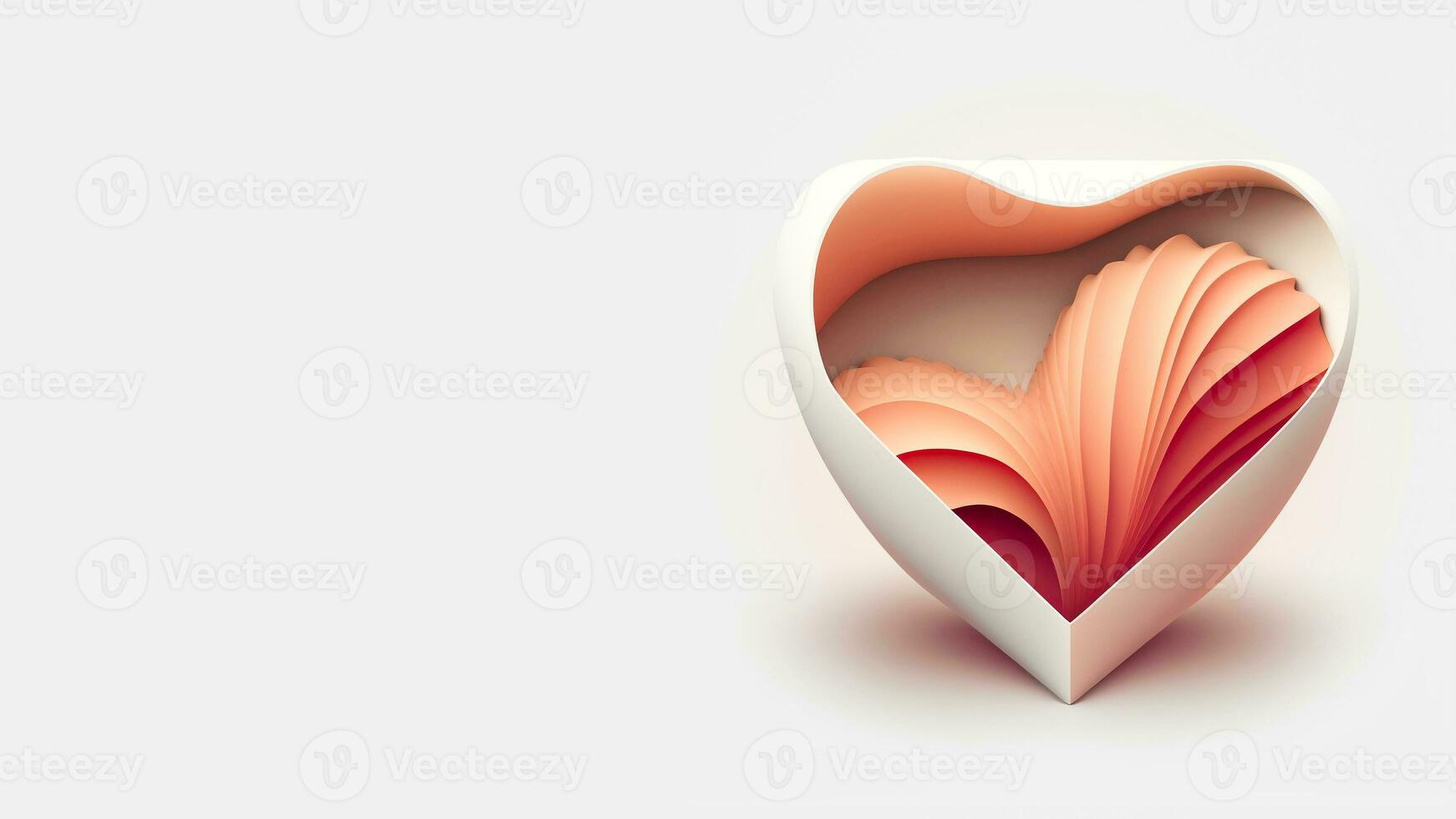 3D Render, Pastel Soft Color Layered Heart Shape. photo