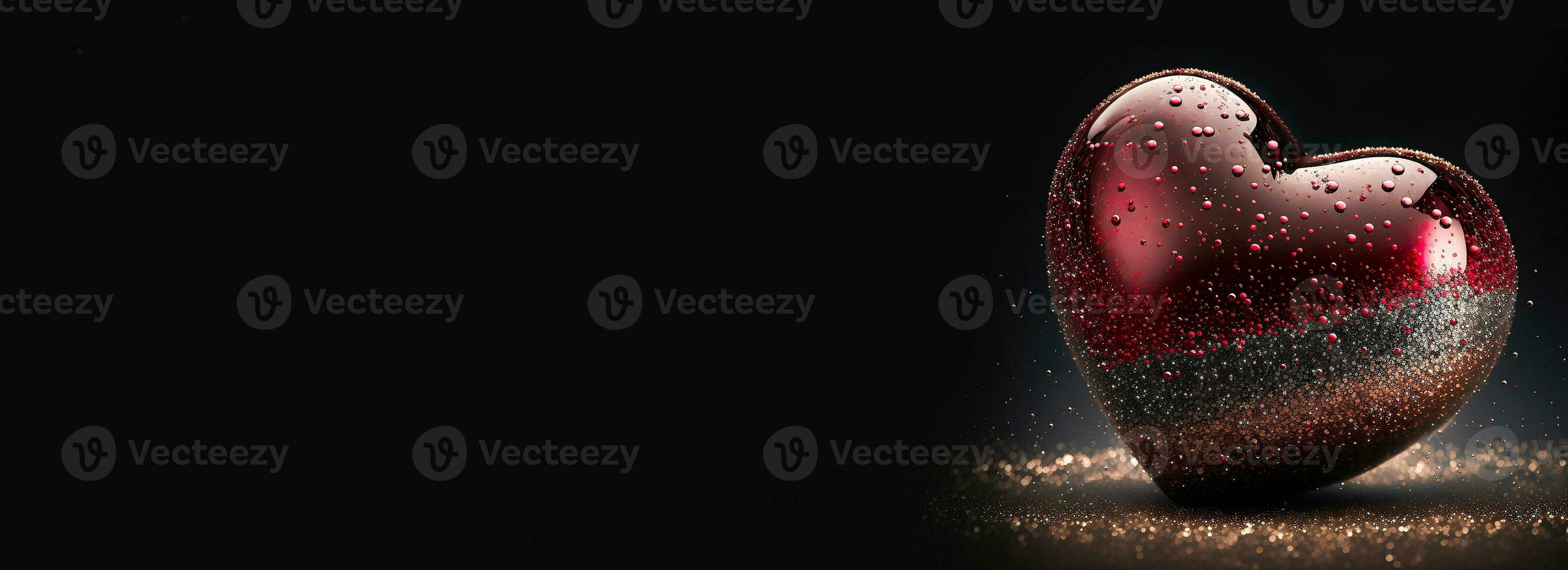 3D Render Of Shiny Glittery Heart Shape On Sparkle Light Background. Valentine's Day Concept. photo