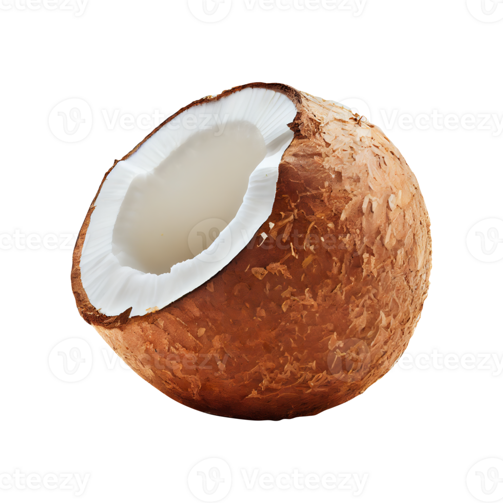Broken coconut piece on transparent background png
