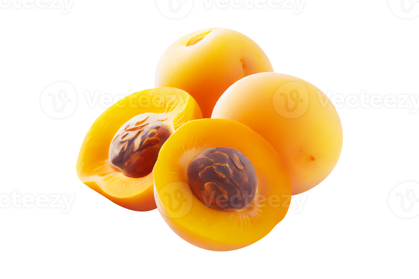 Fresh tasty apricot fruit with seed isolated on transparent background png