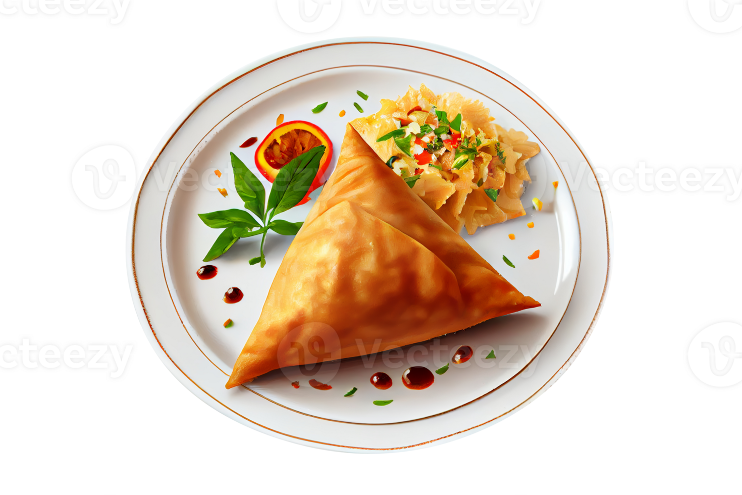 savoureux croustillant samosa sur transparent Contexte png