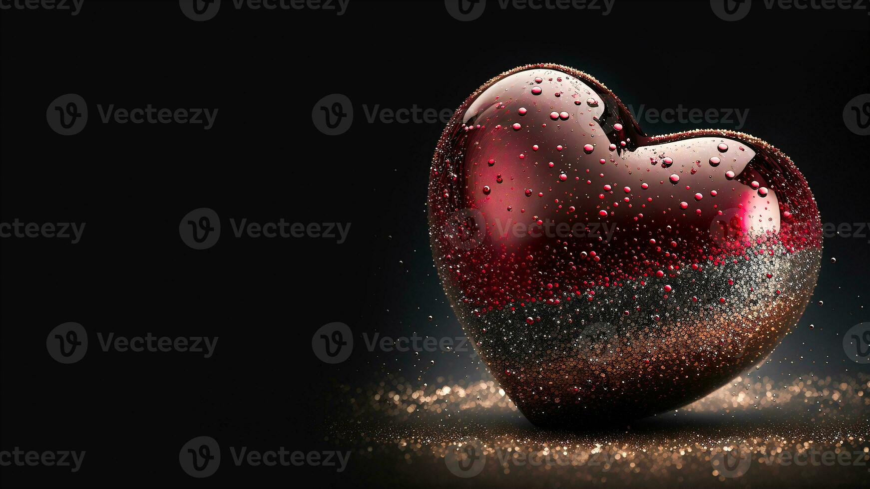 Shiny Glittery Heart Shape On Sparkle Light Background. 3D Render. photo