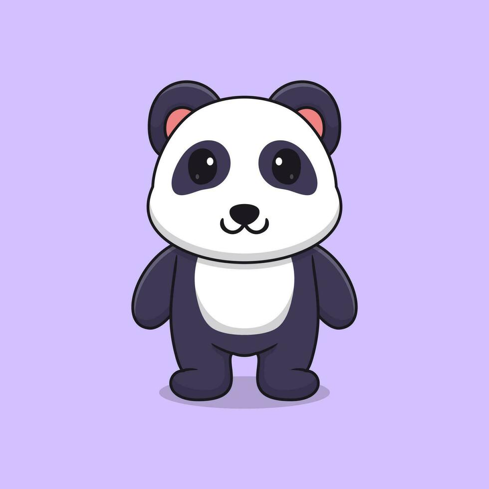 Cute cartoon panda standing happy vector illustration