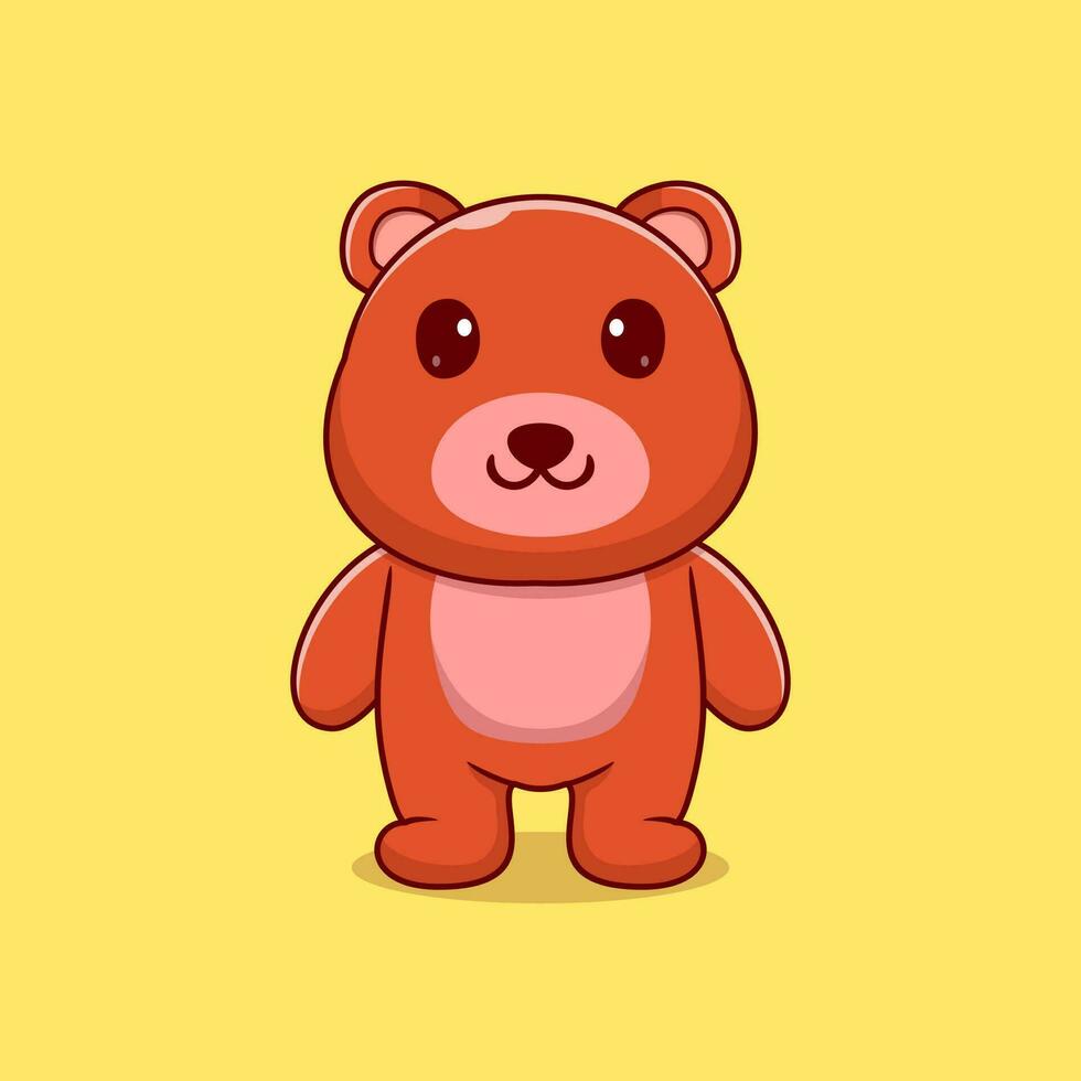 Cute cartoon bear standing happy vector illustration