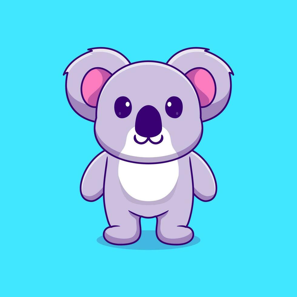 Cute cartoon koala standing happy vector illustration