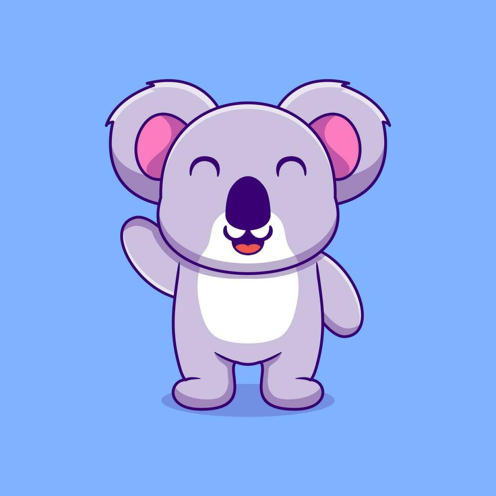 Vector illustration of happy koala waving cute cartoon