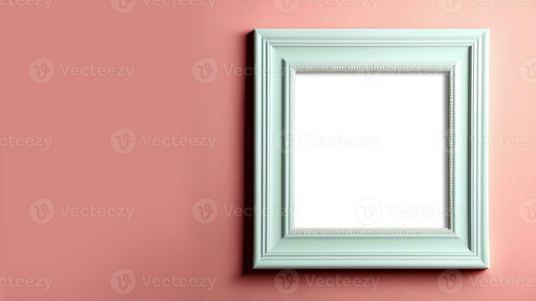 3D Render Of White Photo Frame With Image Place Holder On Red Background. Love Concept