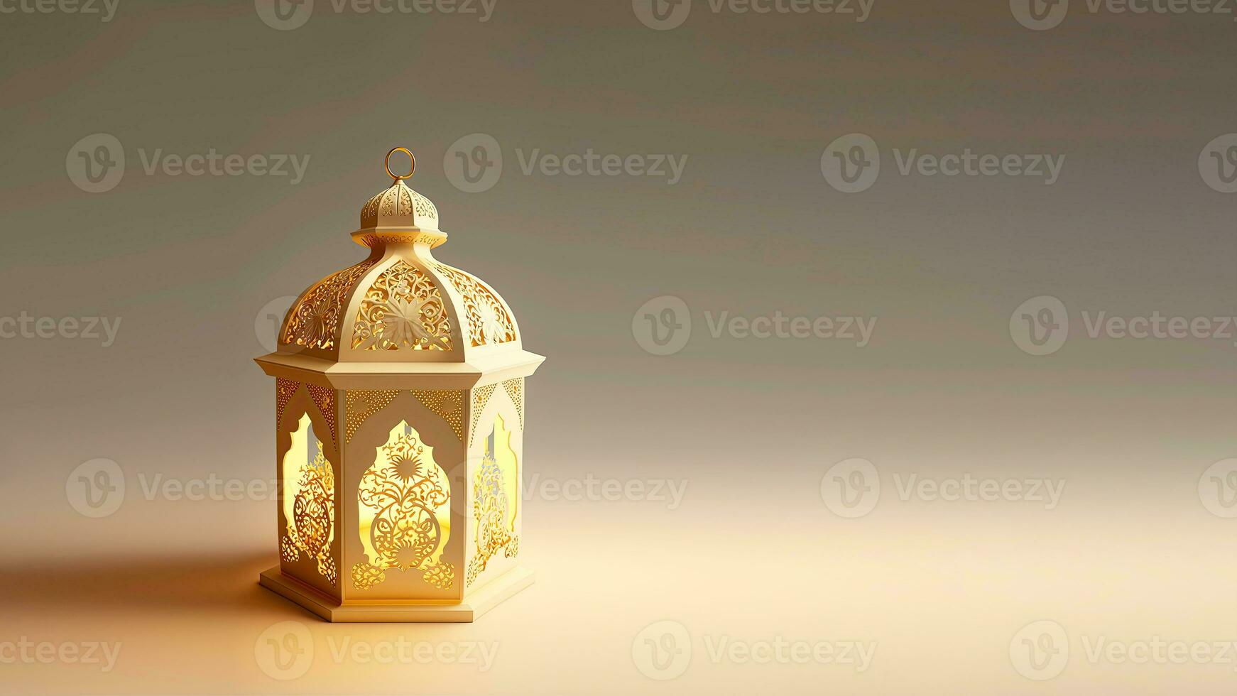 Realistic Arabic Lantern On Background. Islamic Religious Concept. 3D Render. photo