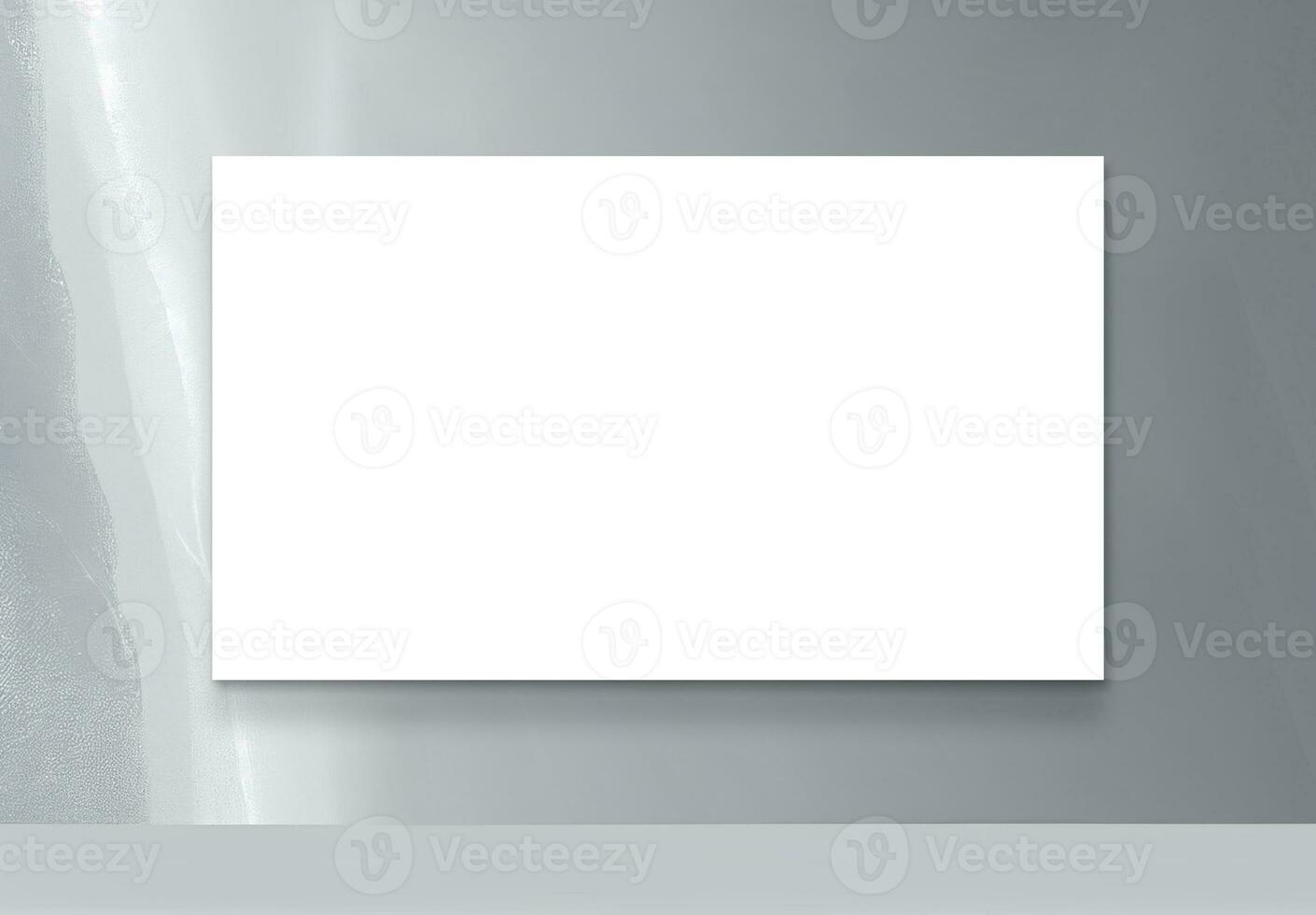 3D Render of White Canvas or Display, Banner Mockup With Copy Space On Slate Concrete Wall. photo