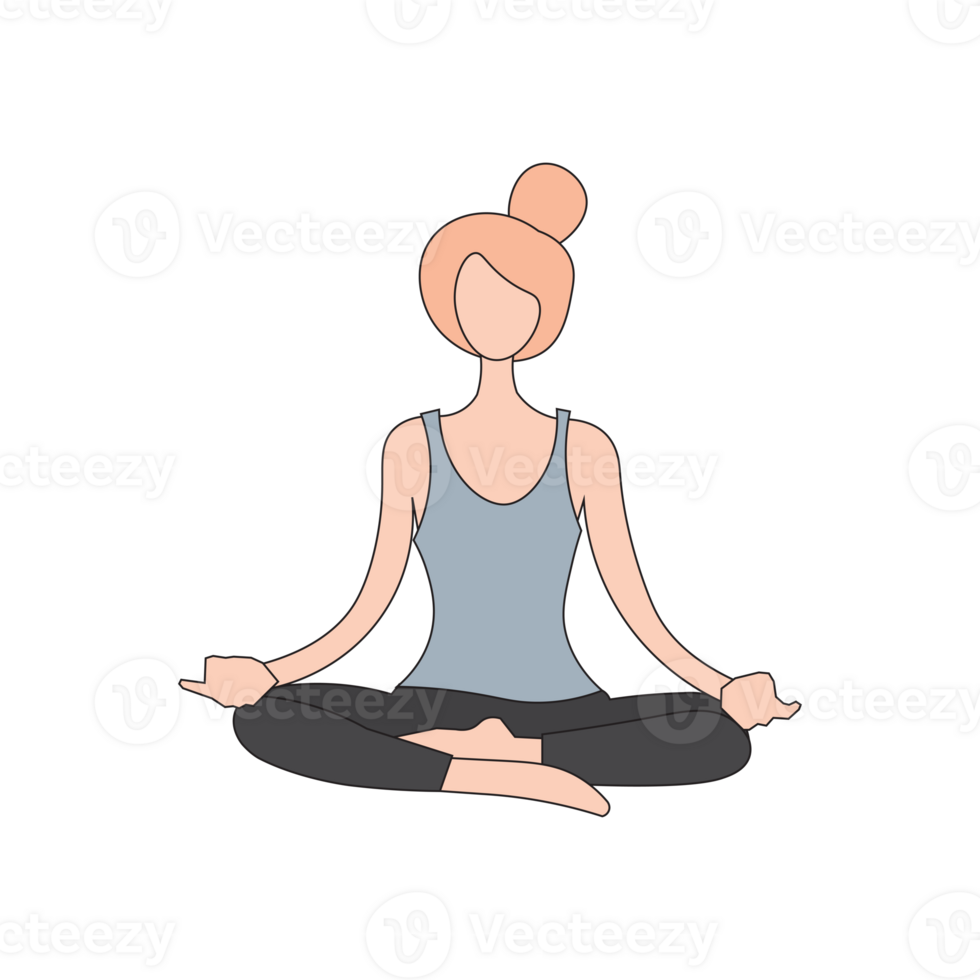 Cute doodle woman wearing sportwear doing Yoga exercise, Calm of healthy, Meditation yoga png