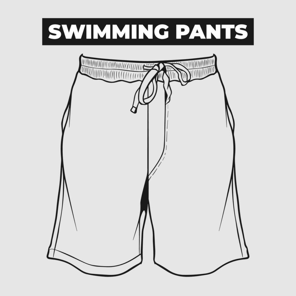 Hand drawn fashion for men's in vector. fashion board pants isolated for men's. Flat icon of short's for men vector