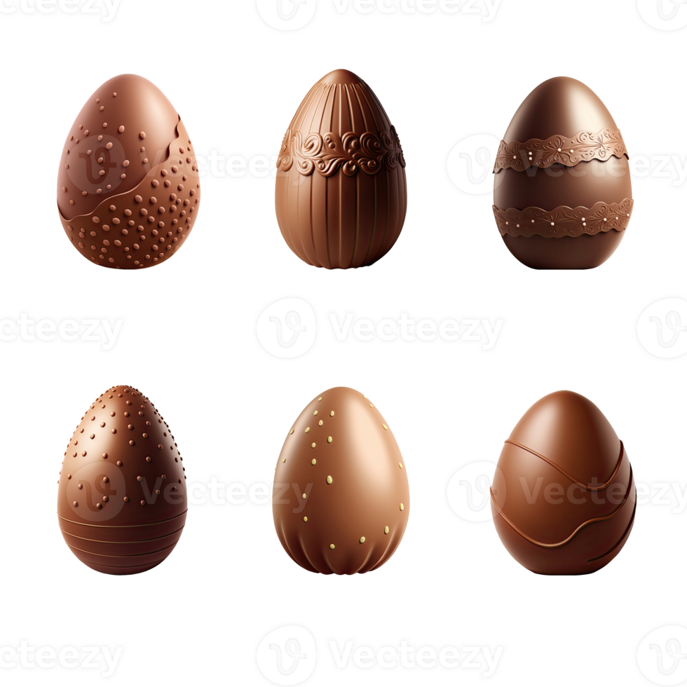 3D Set of Chocolate Eggs For Easter Concept. 24107812 PNG