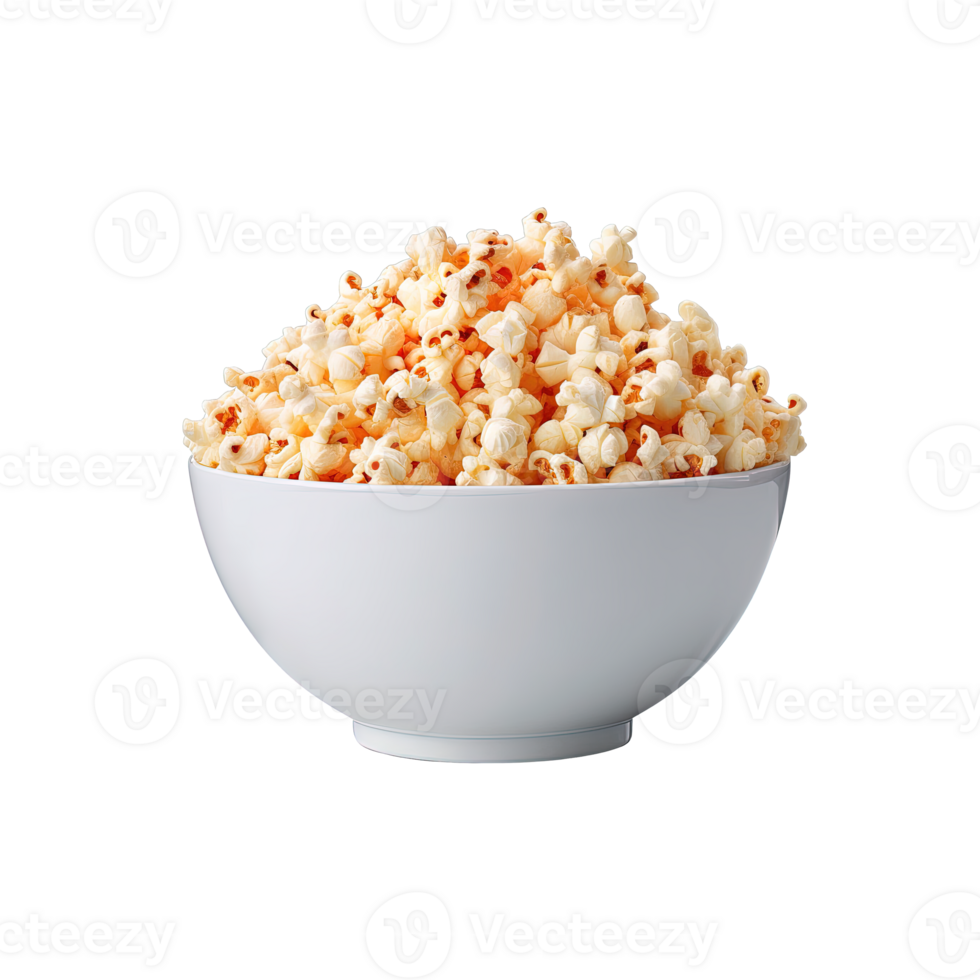 Popcorn in bowl isolated on transparent background. png