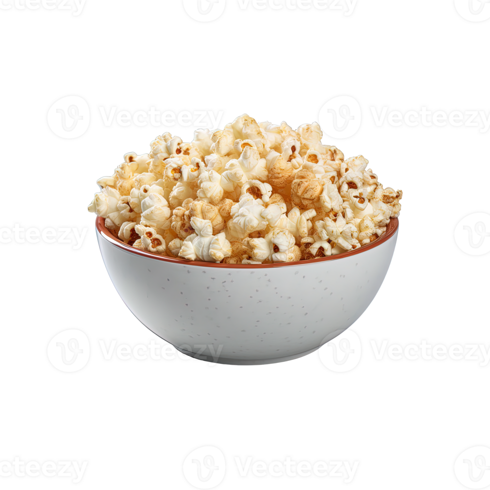 Popcorn in bowl isolated on transparent background. png