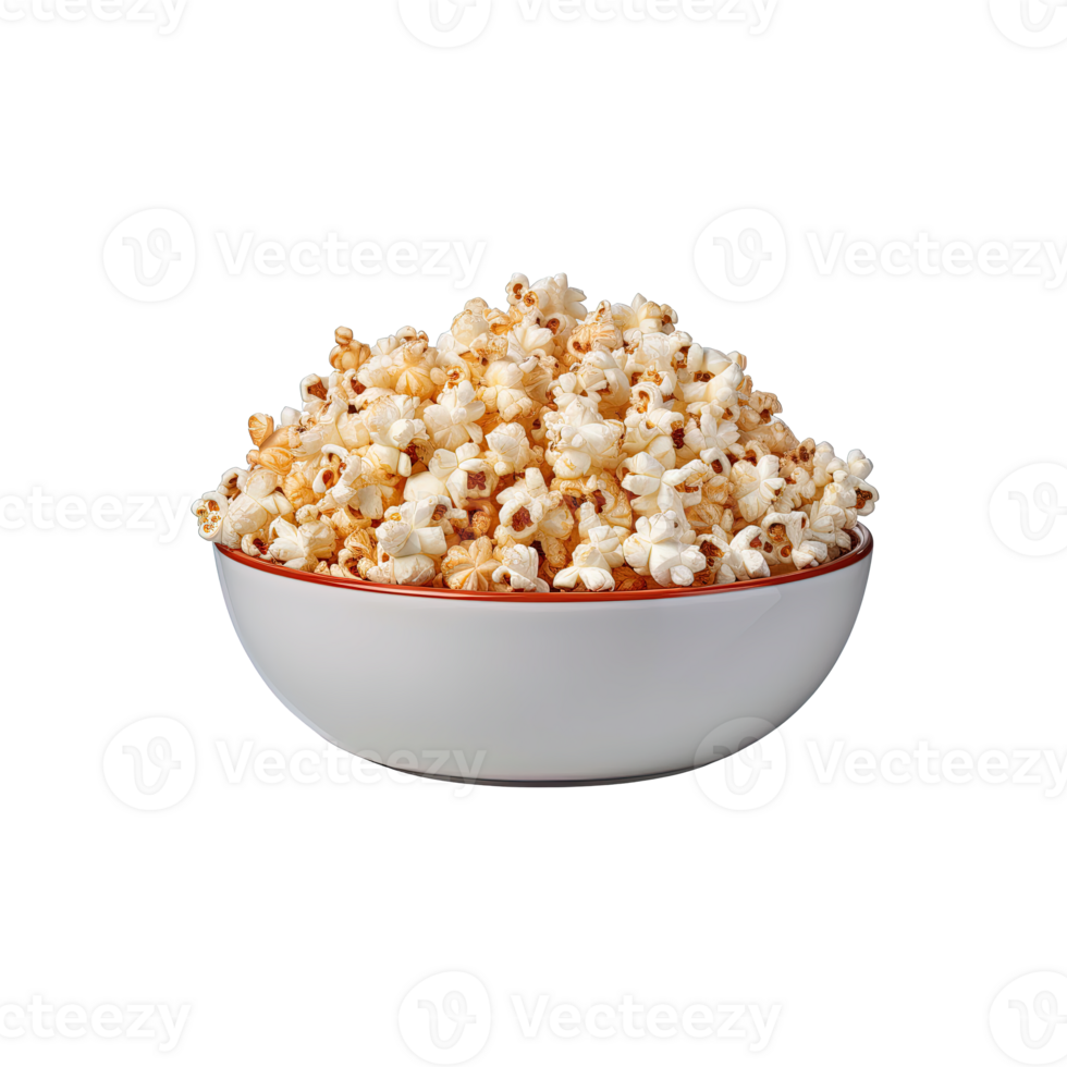Popcorn in bowl isolated on transparent background. png