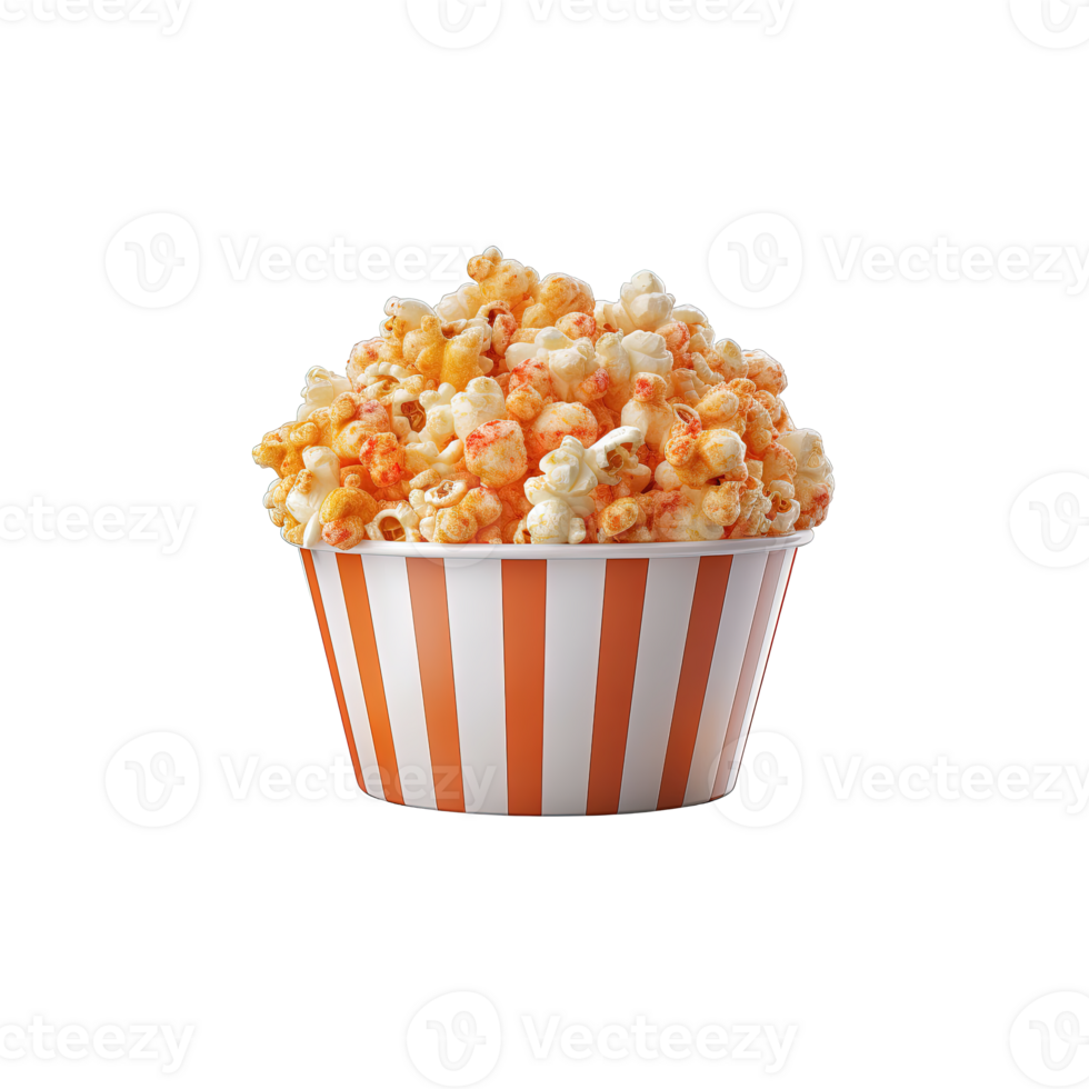 Popcorn in bucket isolated on transparent background. png