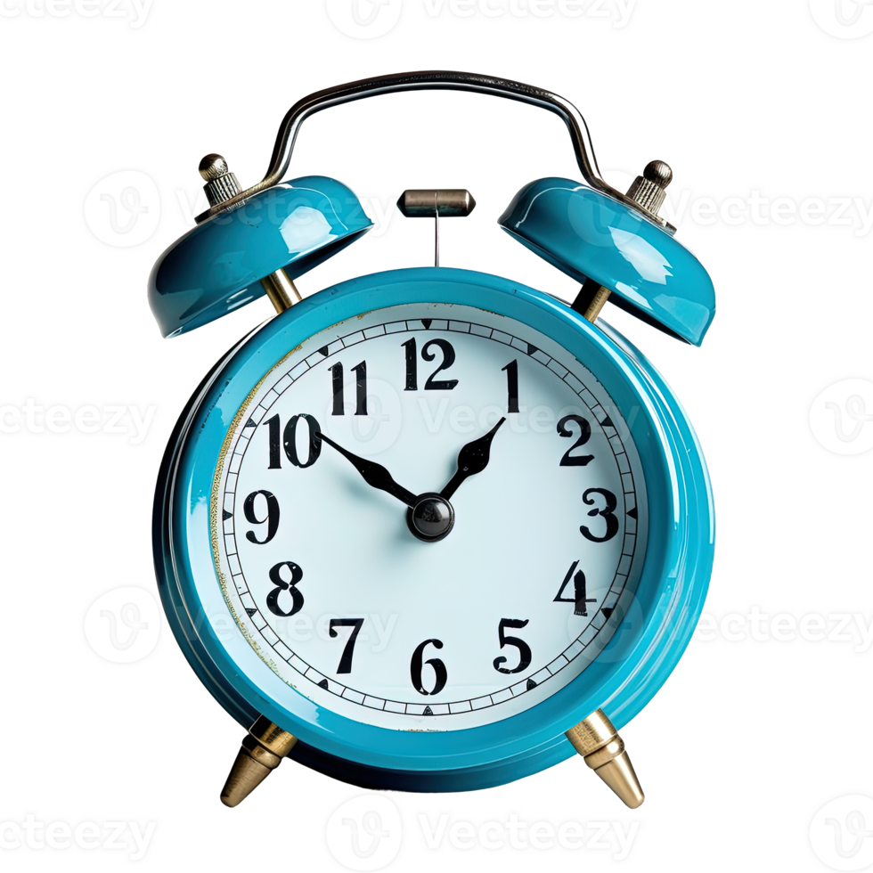 Blue alarm clock on a transparent background. png