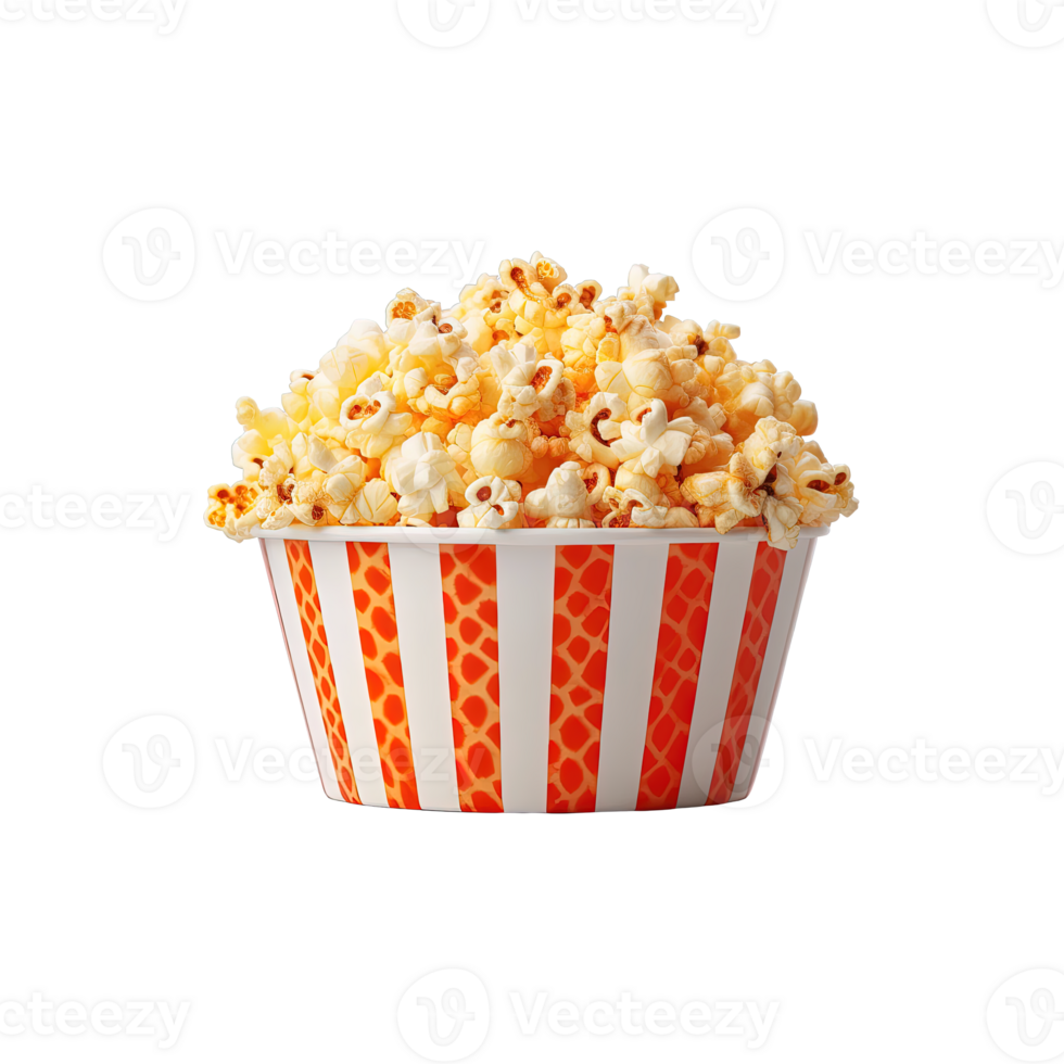 Popcorn in bucket isolated on transparent background. png