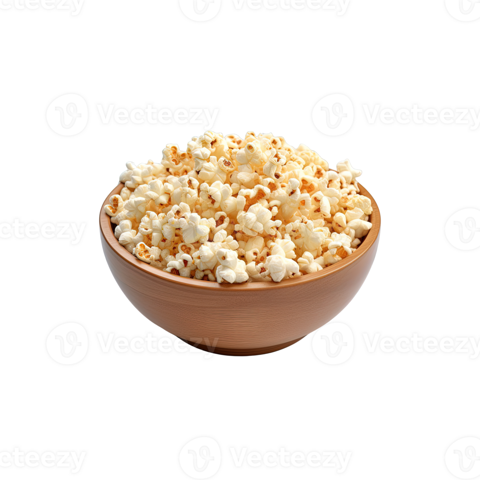 Popcorn in bowl isolated on transparent background. png
