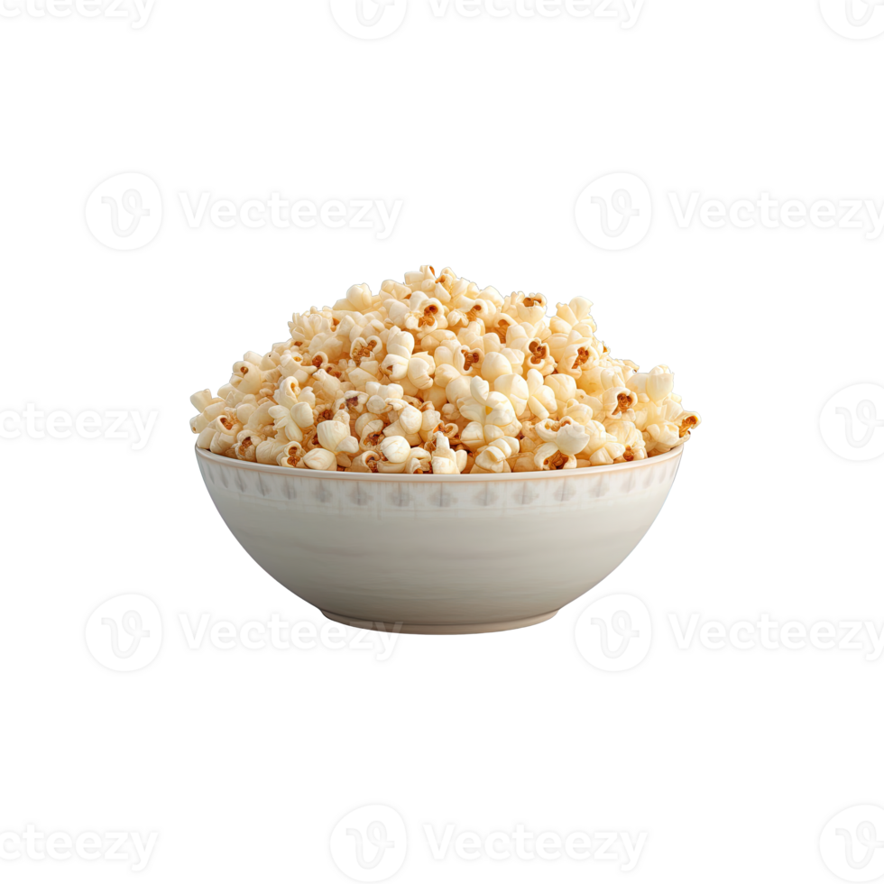 Popcorn in bowl isolated on transparent background. png