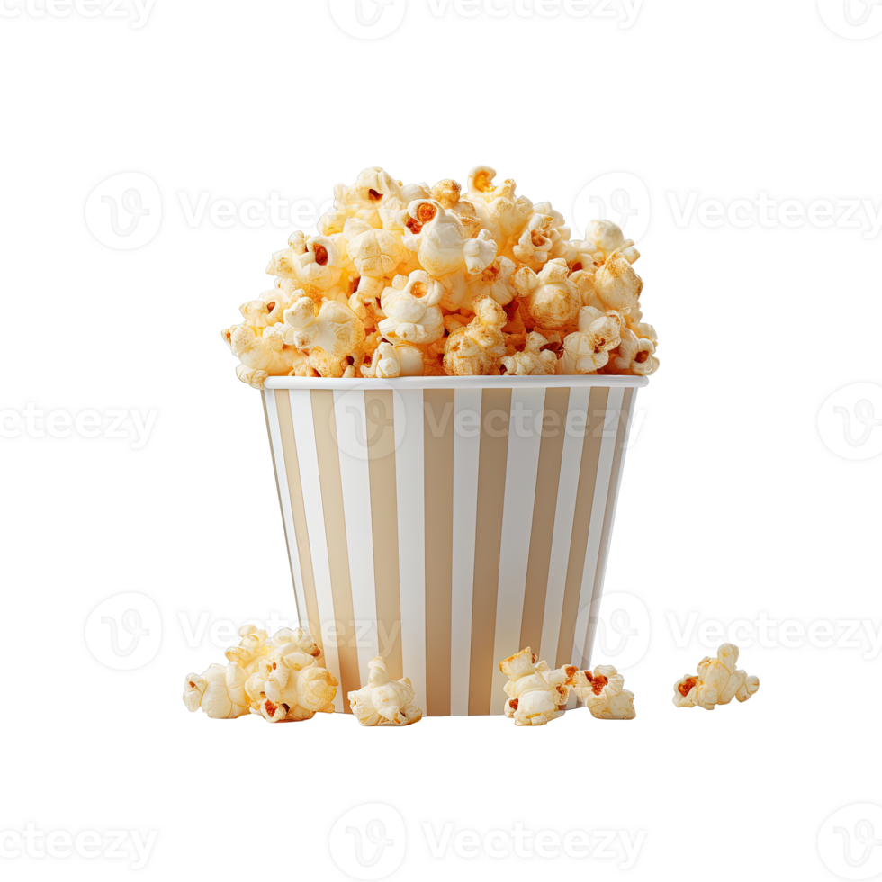 Popcorn in bucket isolated on transparent background. png