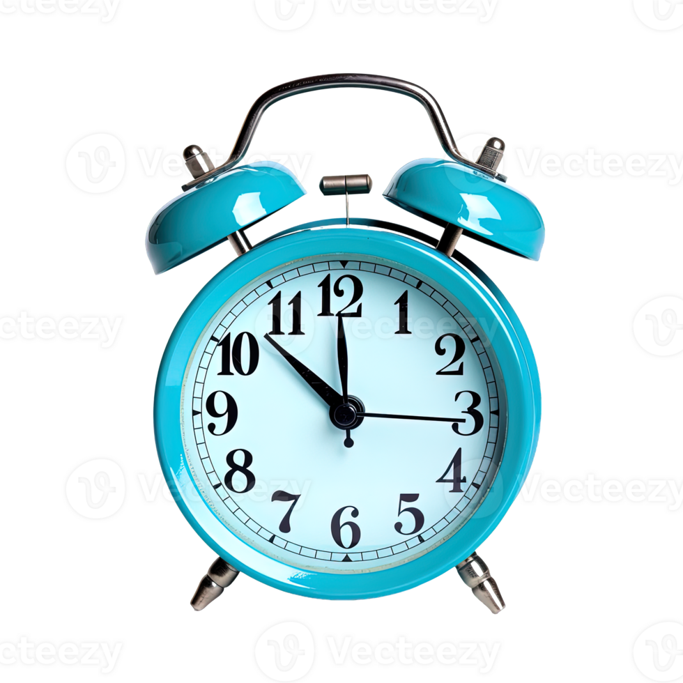 Blue alarm clock on a transparent background. png