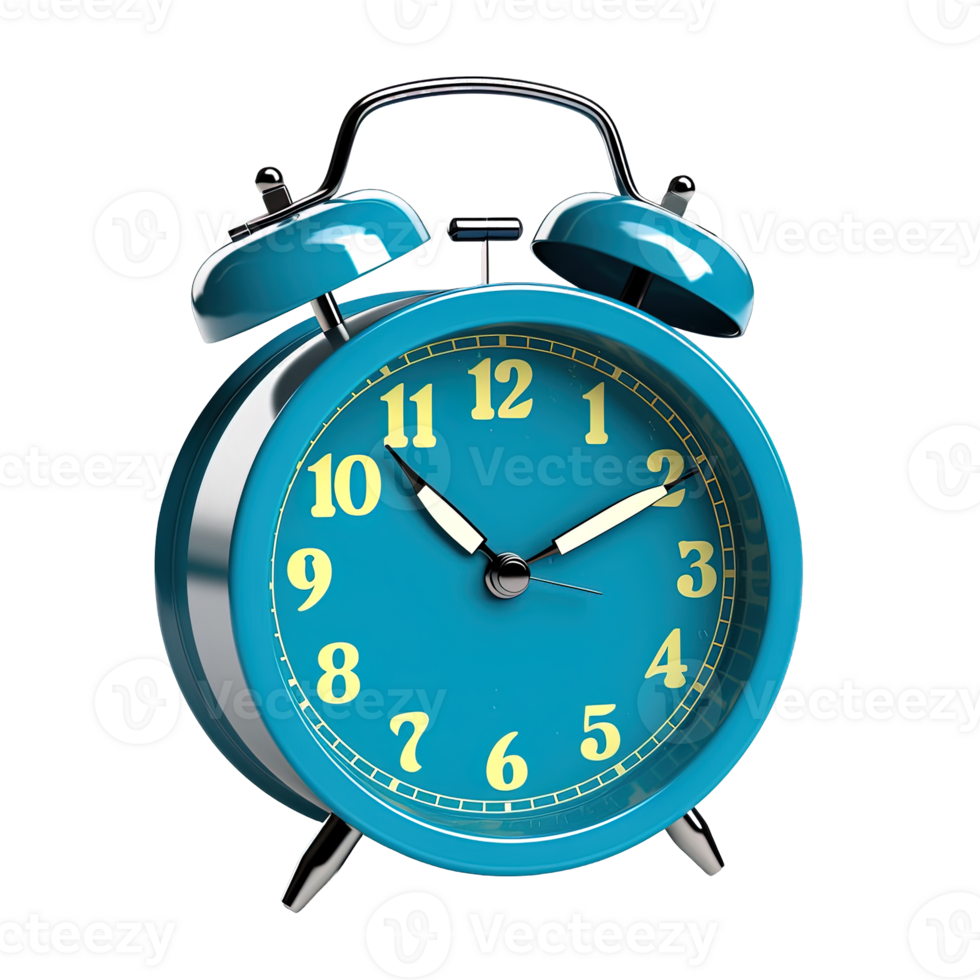 Blue alarm clock on a transparent background. png