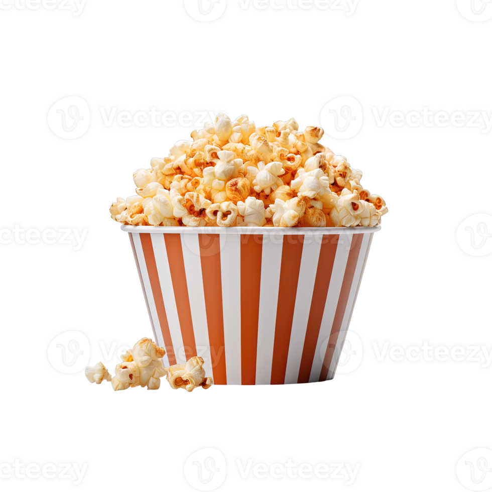 Popcorn in bucket isolated on transparent background. png