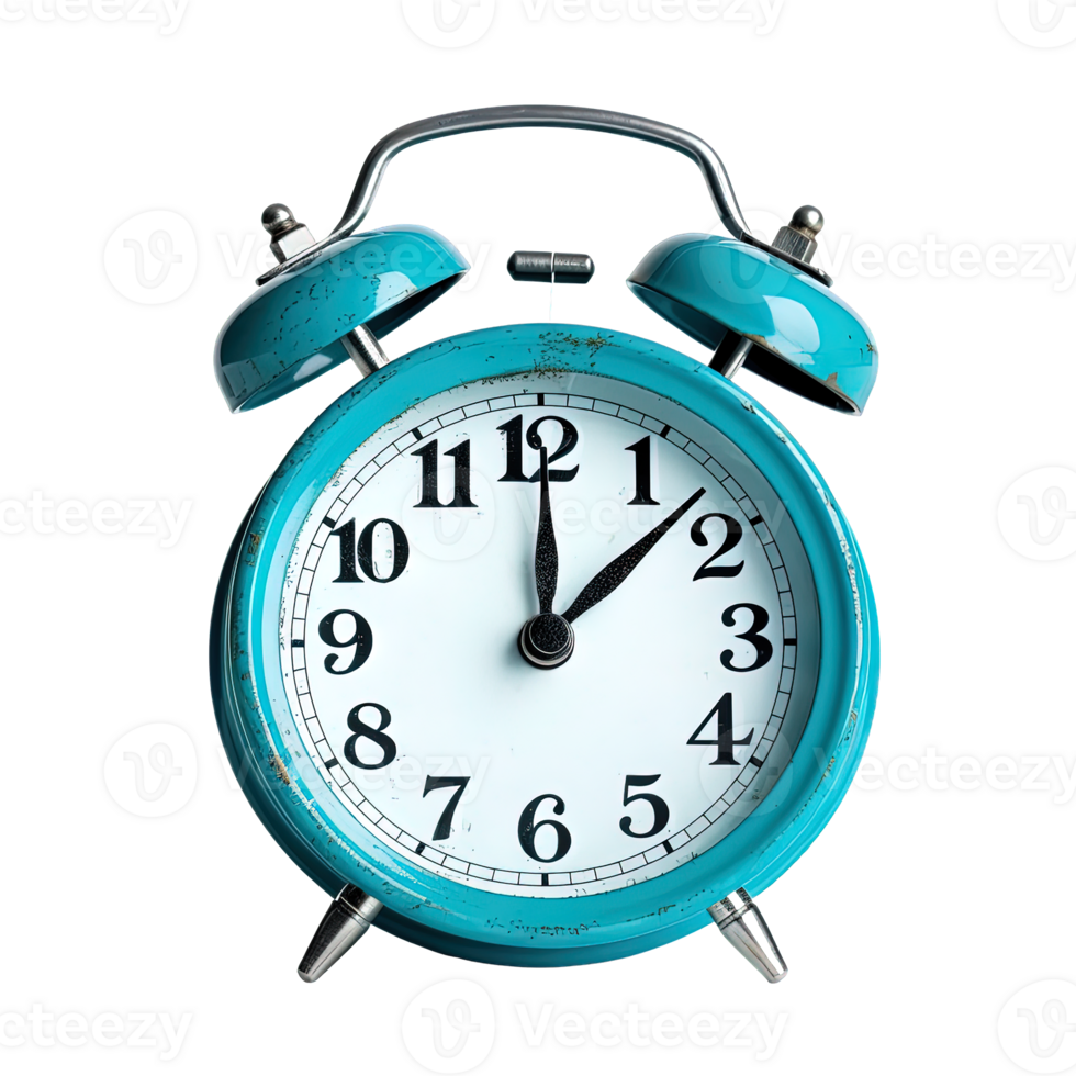 Blue alarm clock on a transparent background. png