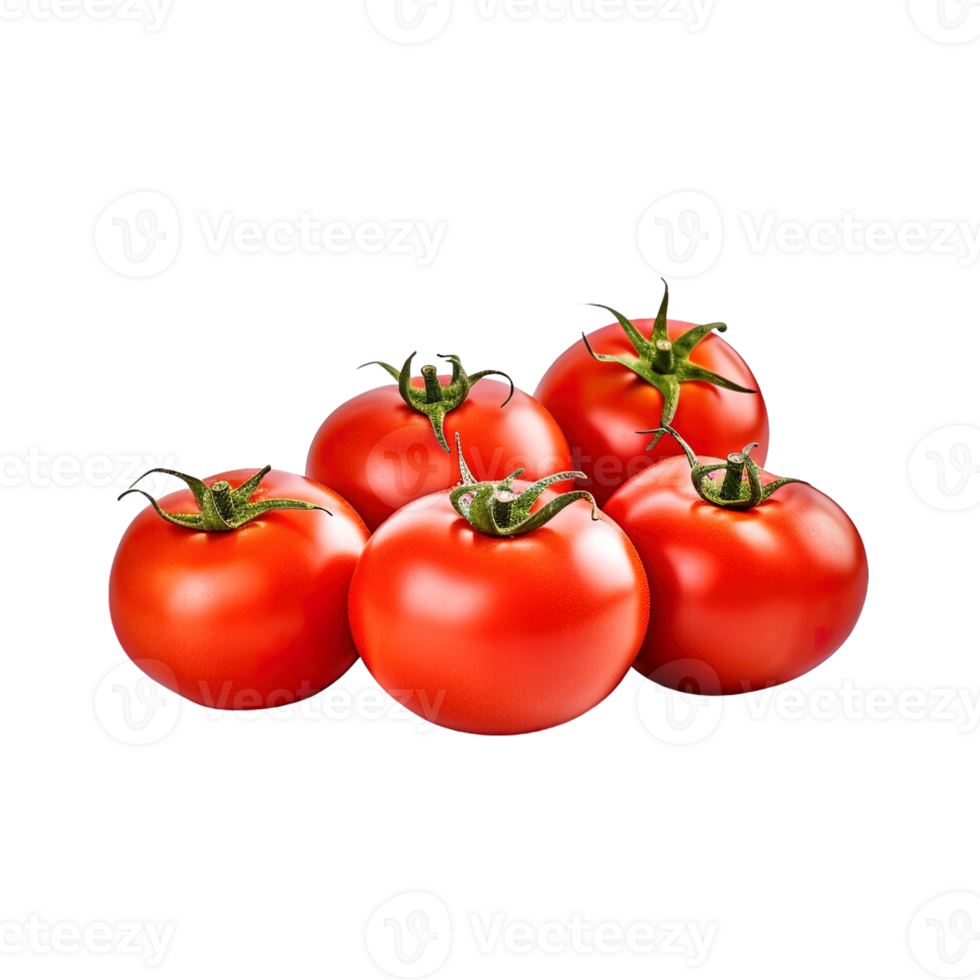 A group of tomatoes isolated on transparent background. png