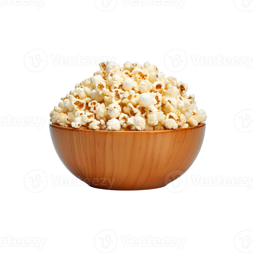 Popcorn im Schüssel isoliert auf transparent Hintergrund. ai generiert png